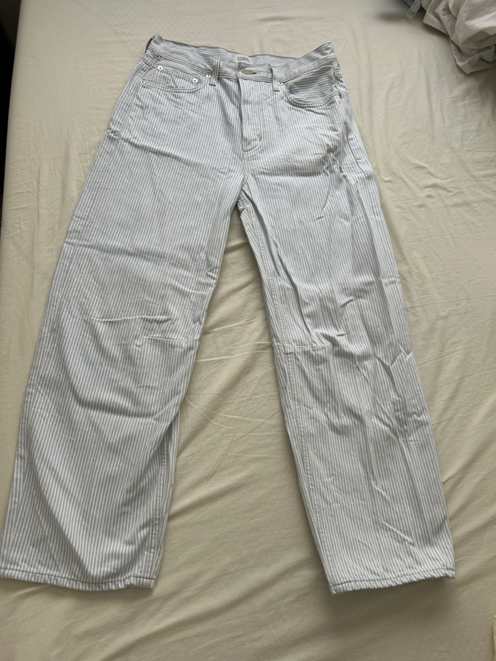 Citizens of Humanity Blue & White Pinstripe Wide Leg Jeans